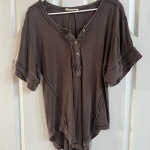 We The Free Chocolate Button-Down Top